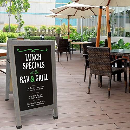 Heavy-Duty Sandwich Board Sidewalk Chalkboard Sign with Chalk Markers, Stencil Set, Chalk, Eraser D903449