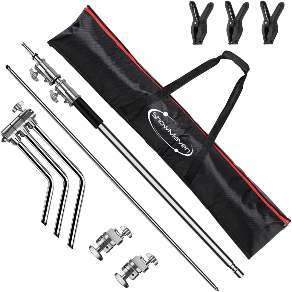 10ft Light Stand C-Stand on Turtle Base with 4ft Extension Boom Arm & 2 Pieces Grip Head L39949