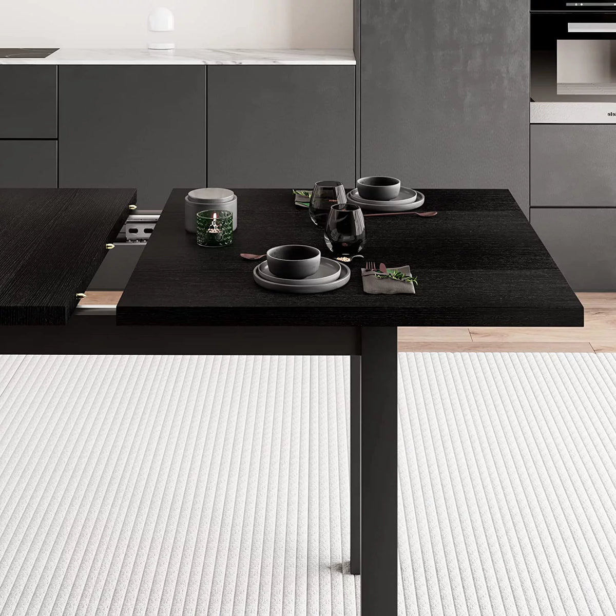 Space Saving Extendable Dining Table Set with Benches I7132