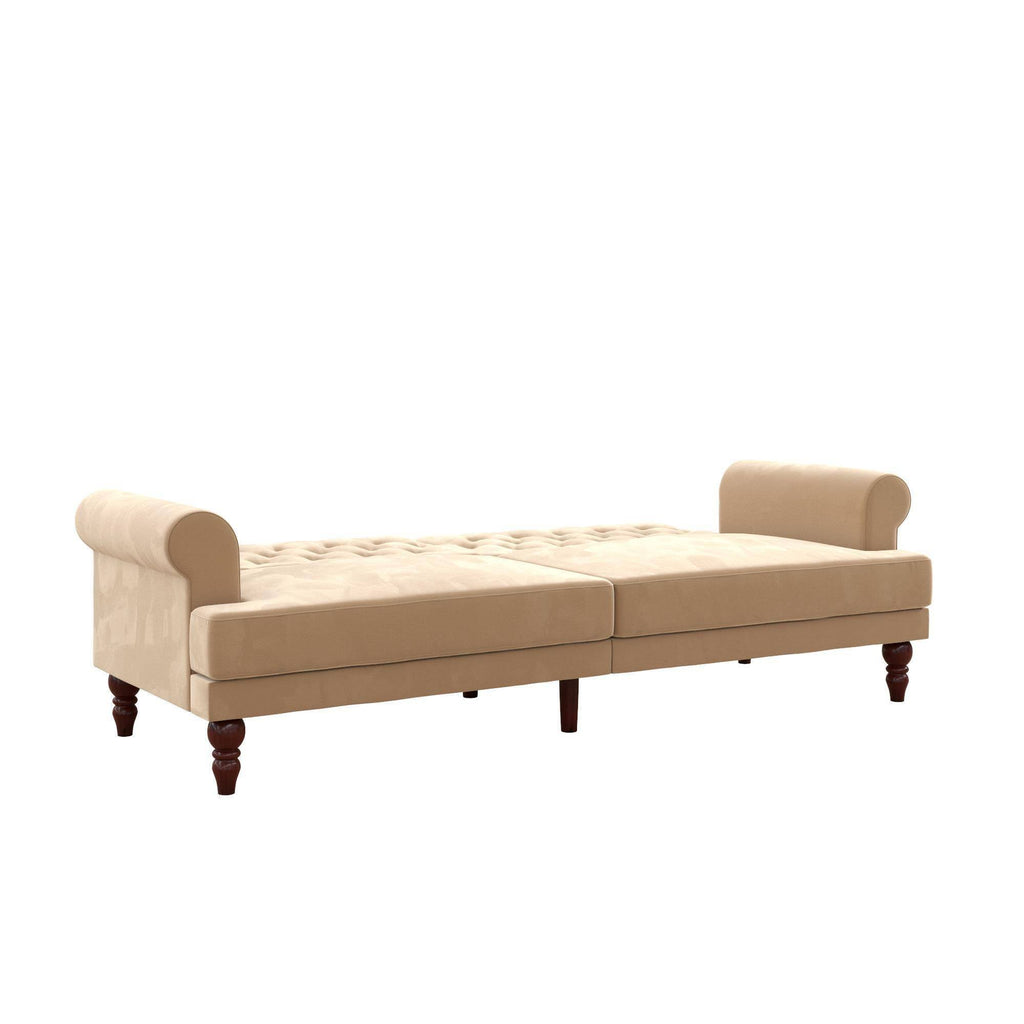 Ivory Velvet Convertible Futon U458236