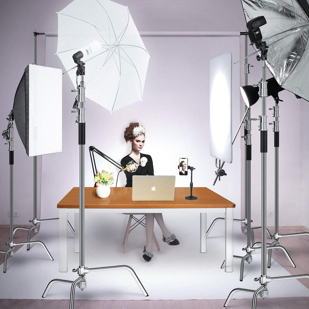 10ft Light Stand C-Stand on Turtle Base with 4ft Extension Boom Arm & 2 Pieces Grip Head L39949