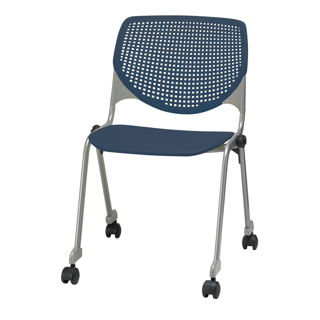 Navy Poly Stack Chair with Casters P178