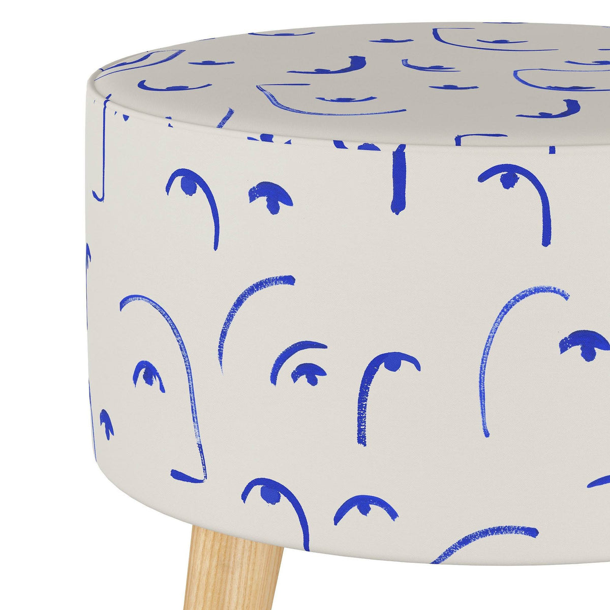 Round Ottoman with Splayed Legs Klein Blue N3137
