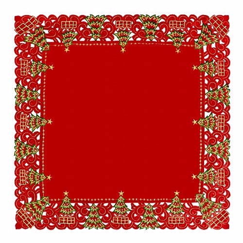 Embroidered Christmas Holly Tree Table Runner, Rectangular 16 x 72 Inch J31841