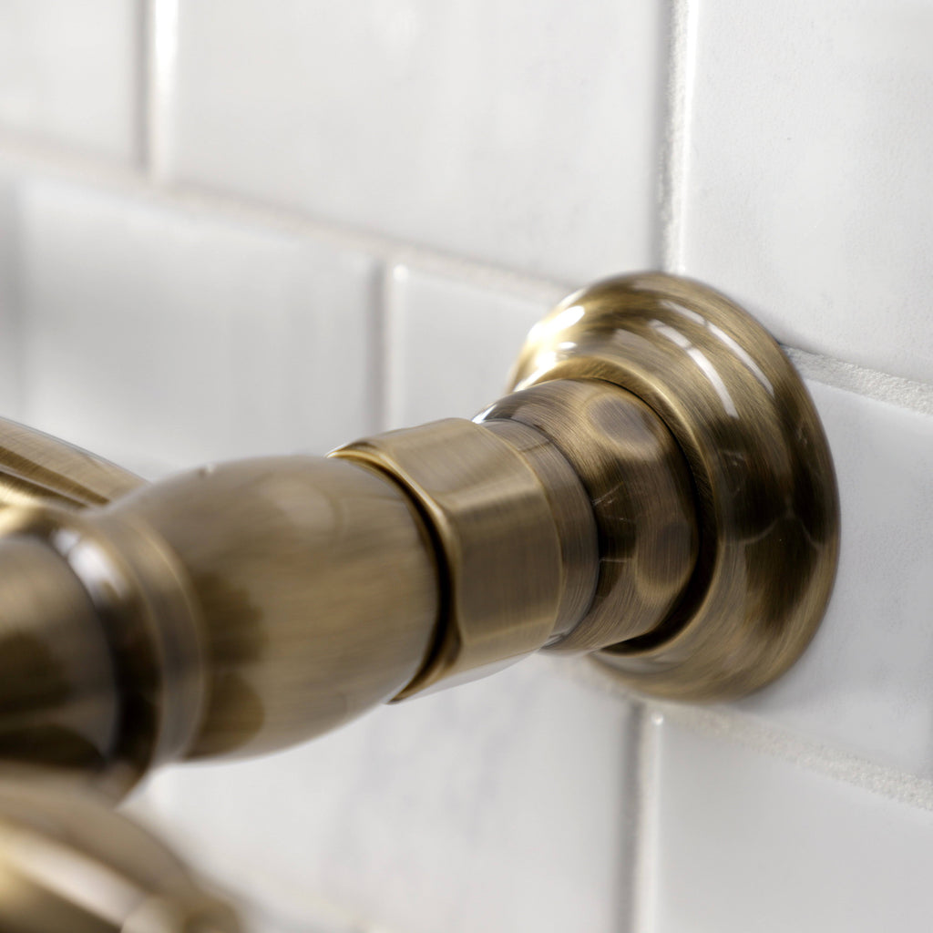 Antique Brass Wall-Mount Pull-Down Sprayer Kitchen Faucet U574984