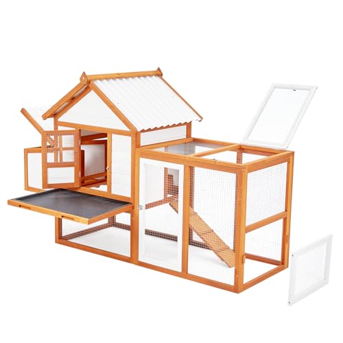 Wooden Chicken Coop with Run and Nesting Box Z55228