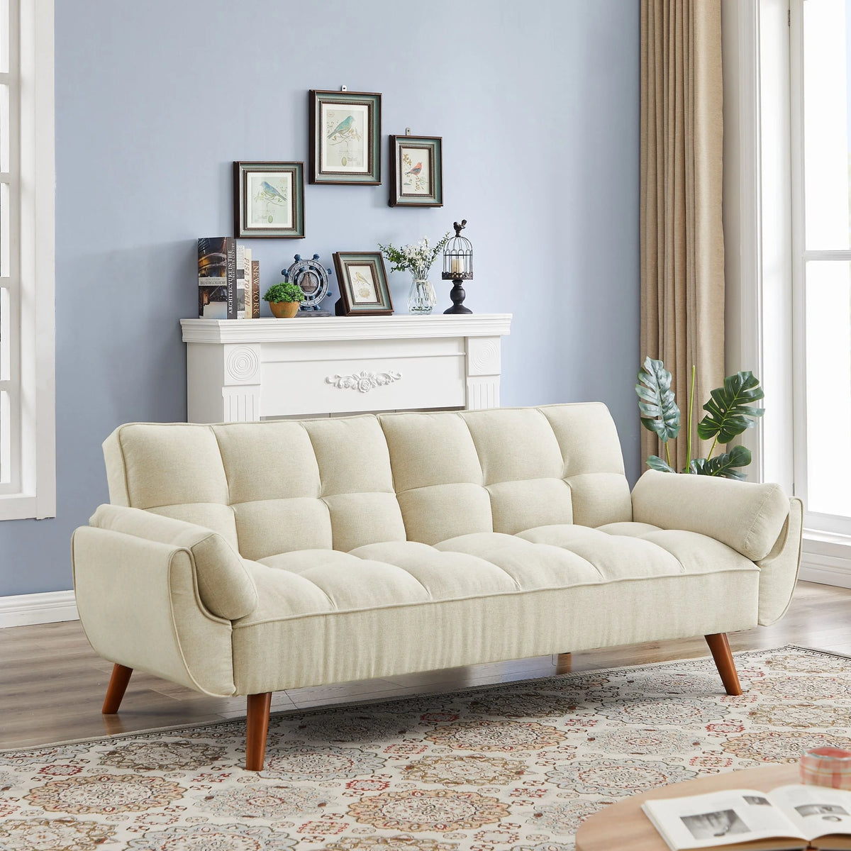 Linen Sofa Adjustable Backrest T574