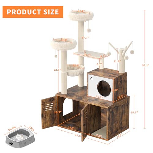 Rustic Brown Wooden Cat Furniture with Cat Tree Tower and Condo Y8204