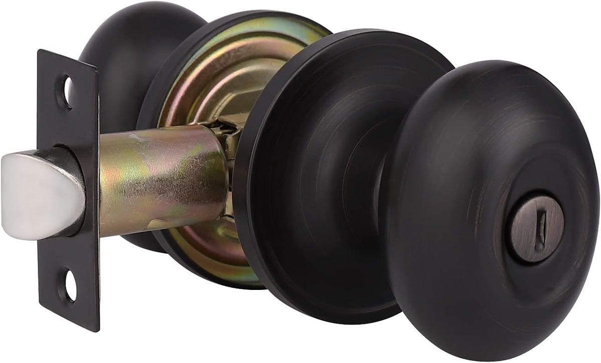 6 Packs Oil Rubbed Bronze Privacy Door Knobs with Lock X5497
