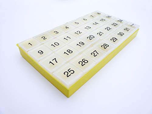 4 Week Monthly Pill Organizer with Tray and 8 Removable Compartments (Green) K22078
