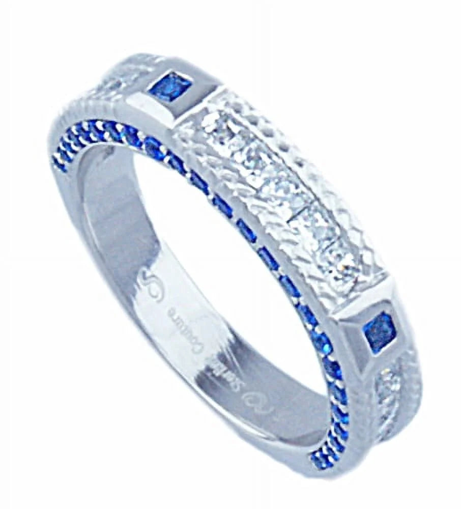 Simulated Sapphire Engagement Ring Set W151