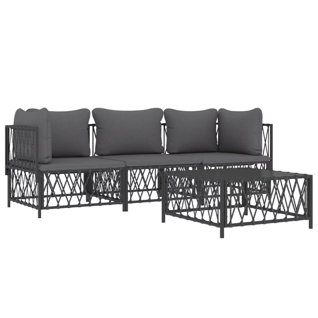 4 Piece Patio Set with Cushions Anthracite Steel G999608