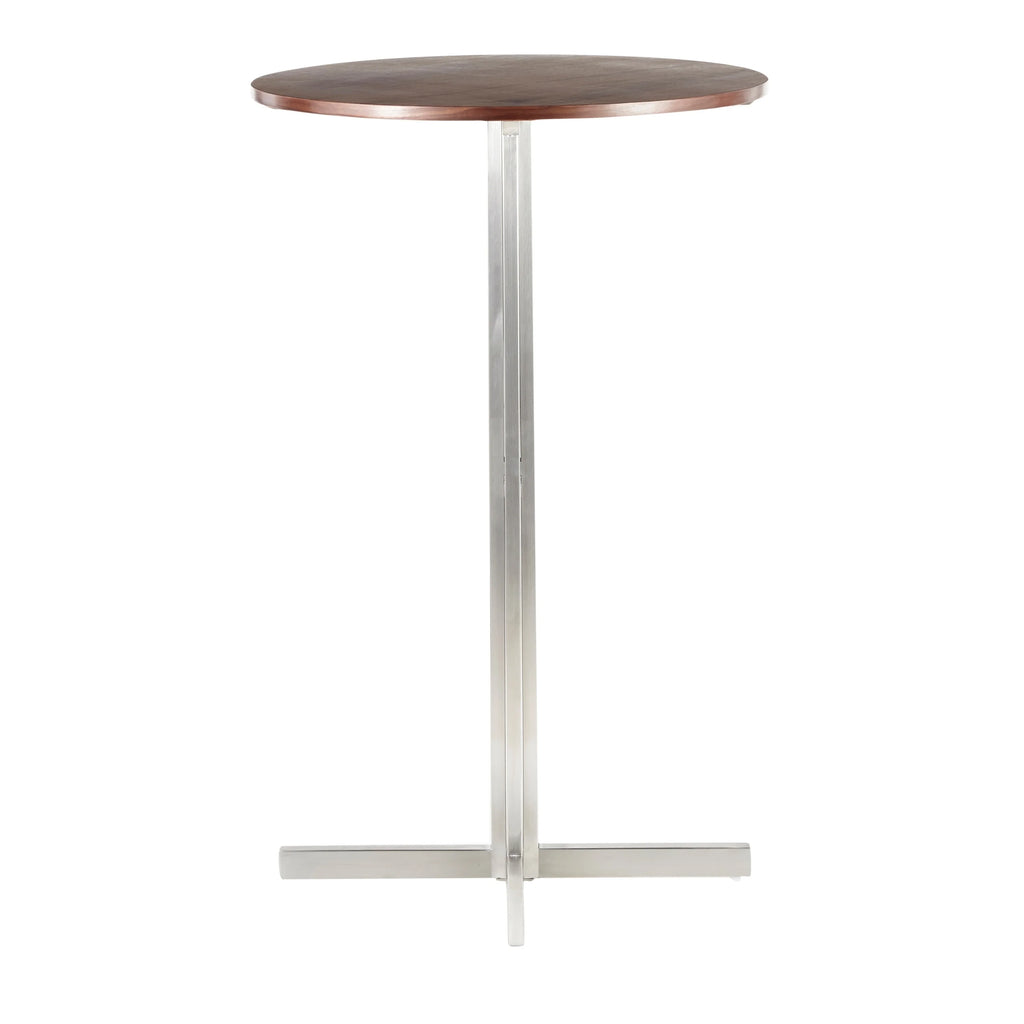 Contemporary Round Bar Table Walnut Wood Z899