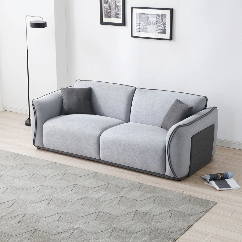 Beige Fabric Upholstered Sofa with Pillows L2395