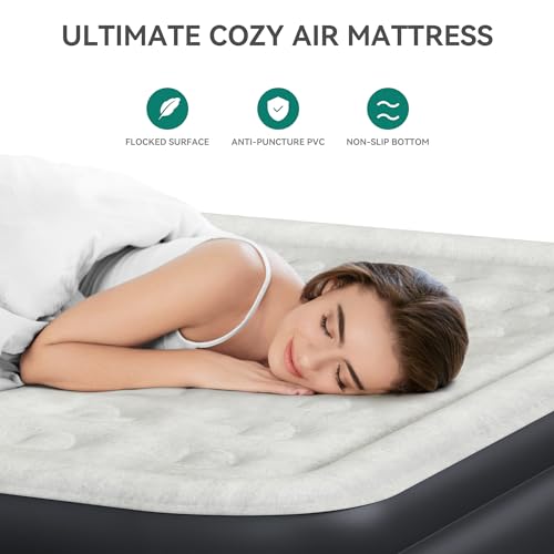 Queen Size Air Mattress with Headboard and Built-in Pump I84156