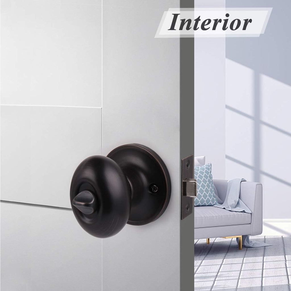 6 Packs Oil Rubbed Bronze Privacy Door Knobs with Lock X5497