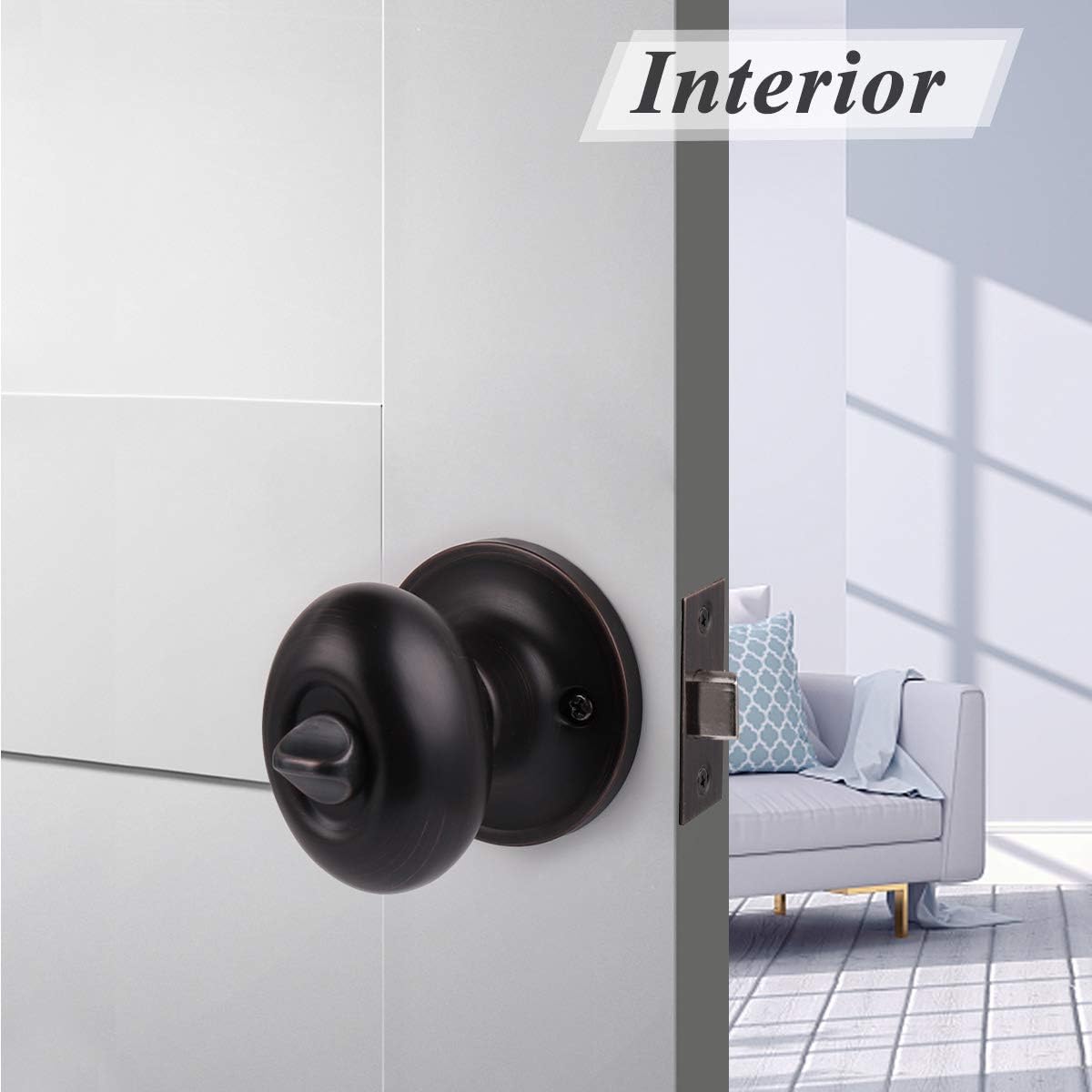 6 Packs Oil Rubbed Bronze Privacy Door Knobs with Lock X5497