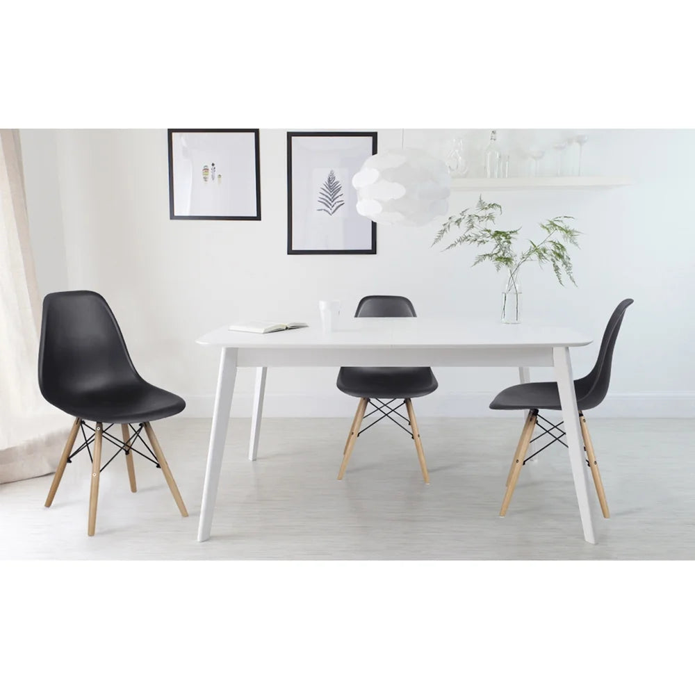 Black Plastic Armless Dining Chair Wood Leg, Set of 2 N936