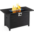 43 Outdoor Gas Fire Pit with Tempered Glass Tabletop, Black L7009