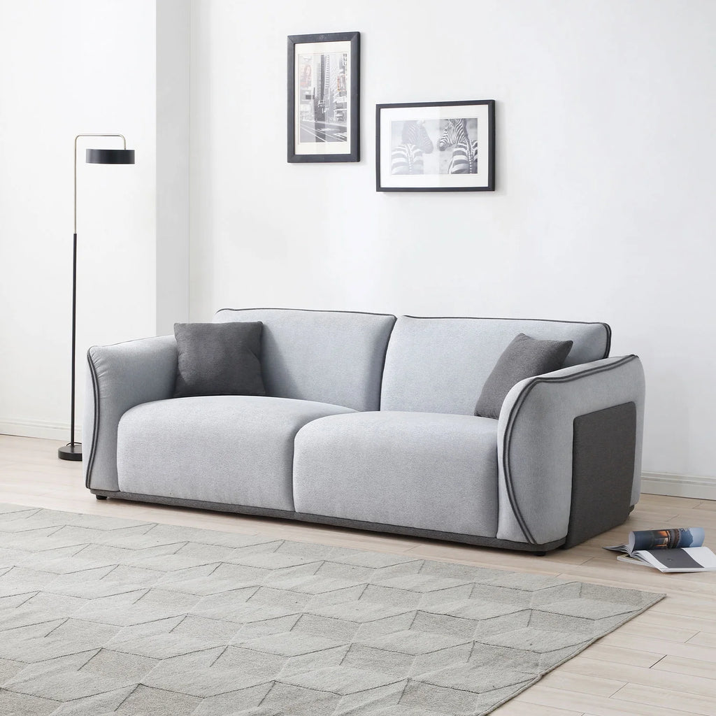 Beige Fabric Upholstered Sofa with Pillows L2395