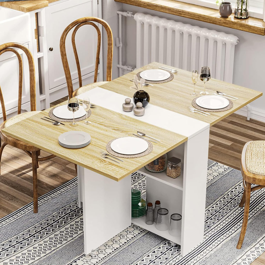 Folding Dining Table with Storage Shelves V41825