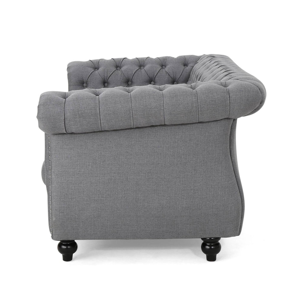 Dark Gray Green Chesterfield Loveseat Sofa M137
