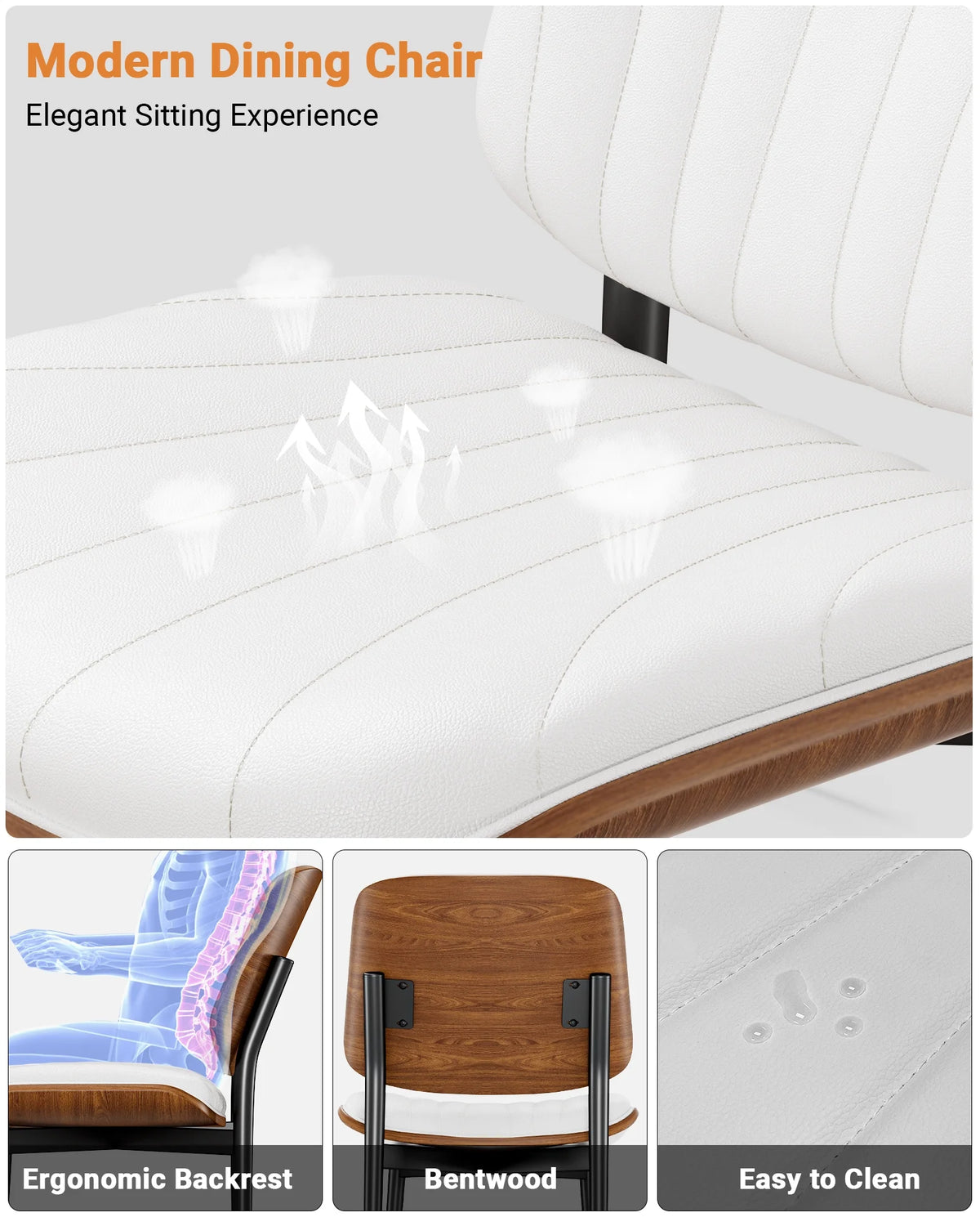 White Set of 6 Faux Leather Dining Chairs X710267