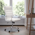 White High Back Executive Swivel Office Chair with Chrome Arms M760