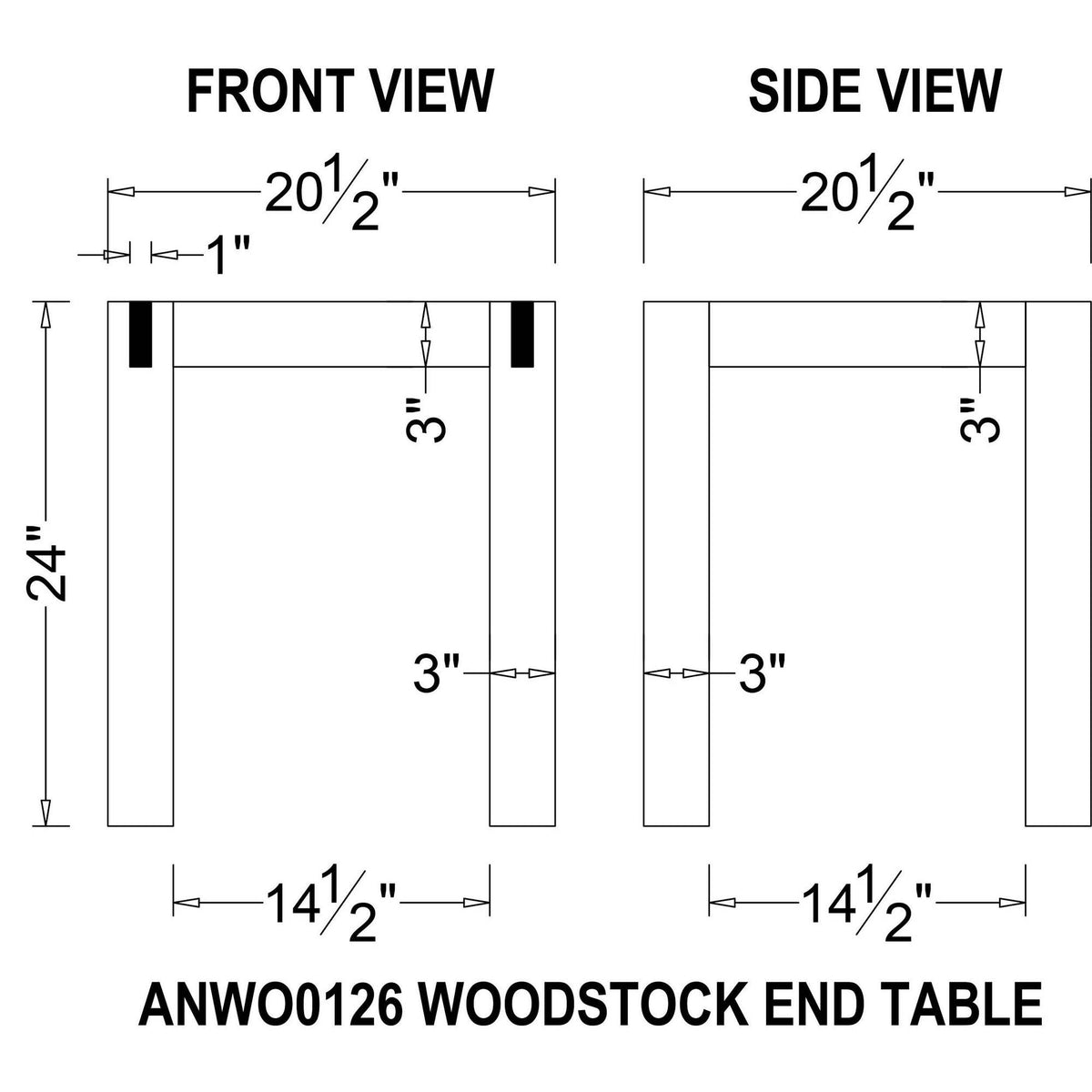 Brushed Driftwood Acacia Wood End Table with Metal Inset Z193