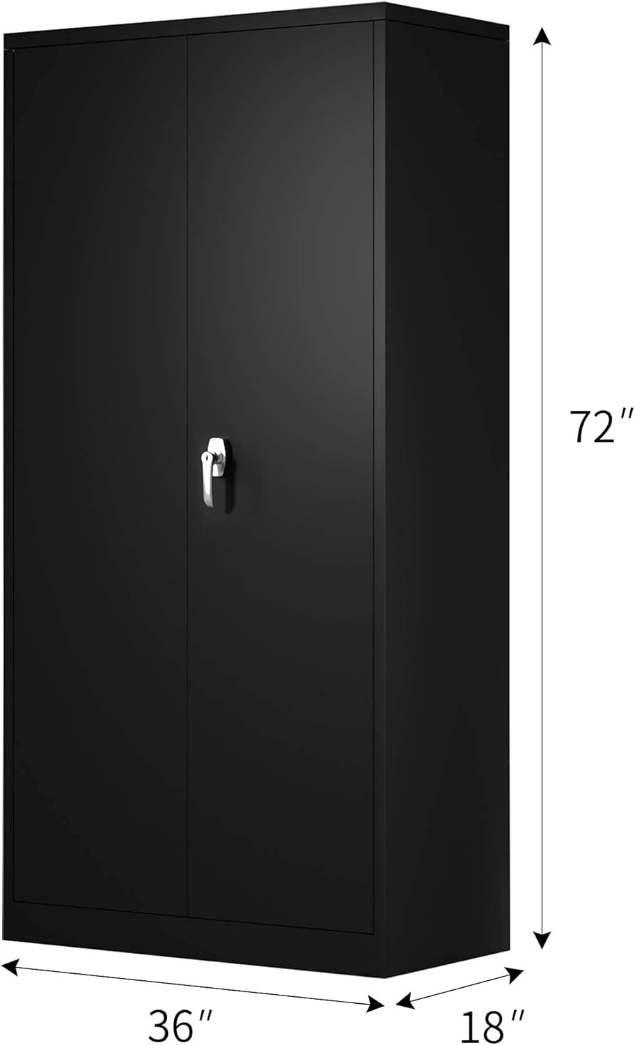 Black Steel Storage Cabinet with 4 Adjustable Shelves and Lockable Doors O3621