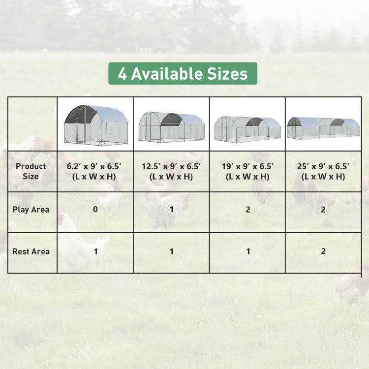 Large Metal Chicken Coop with Waterproof Cover D829