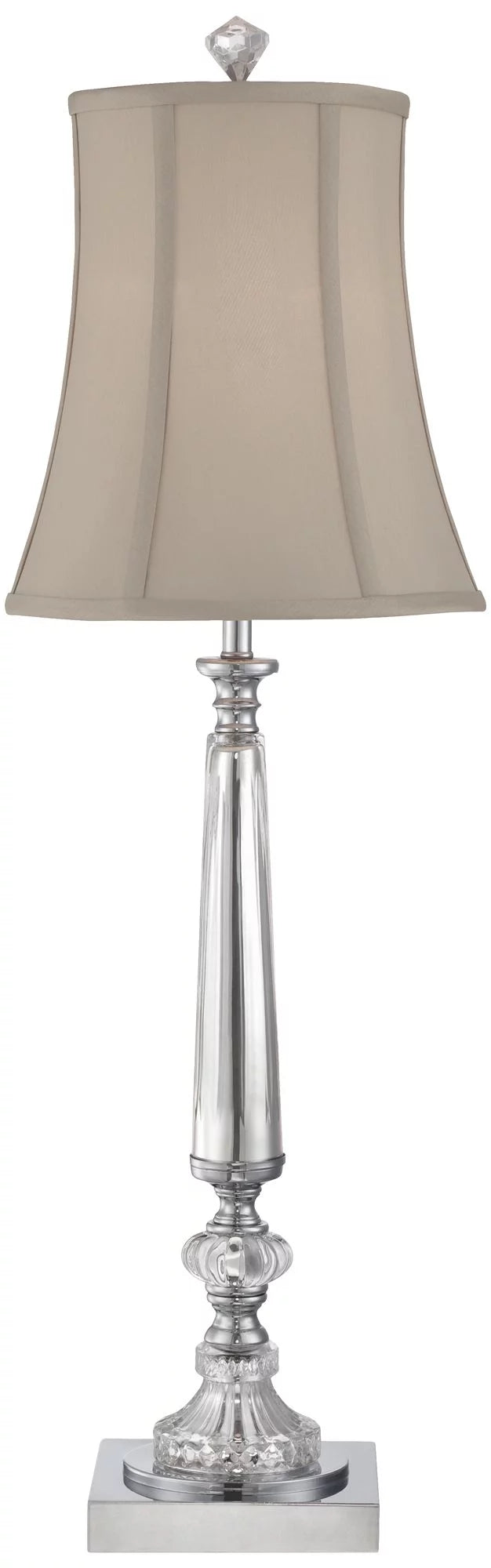 Traditional Buffet Table Lamp 32" Tall Clear Crystal Taupe Bell Shade E4380