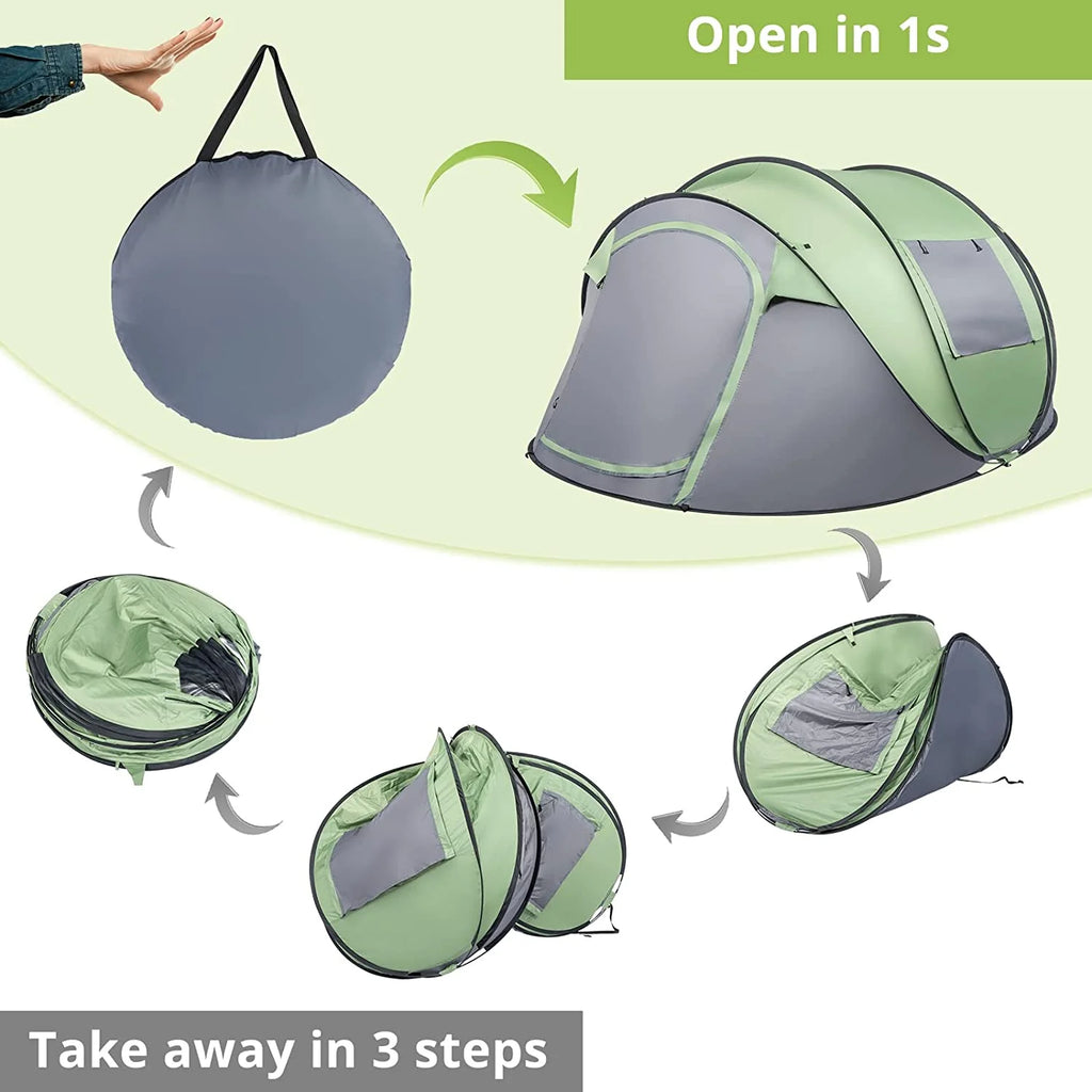Pop Up Camping Tent, Waterproof Automatic Setup, 110inx79inx48in W61733