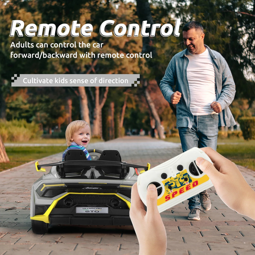 Licensed Lamborghini STO 24V 2-Seater Ride on Car with Remote Control, Grey I790532