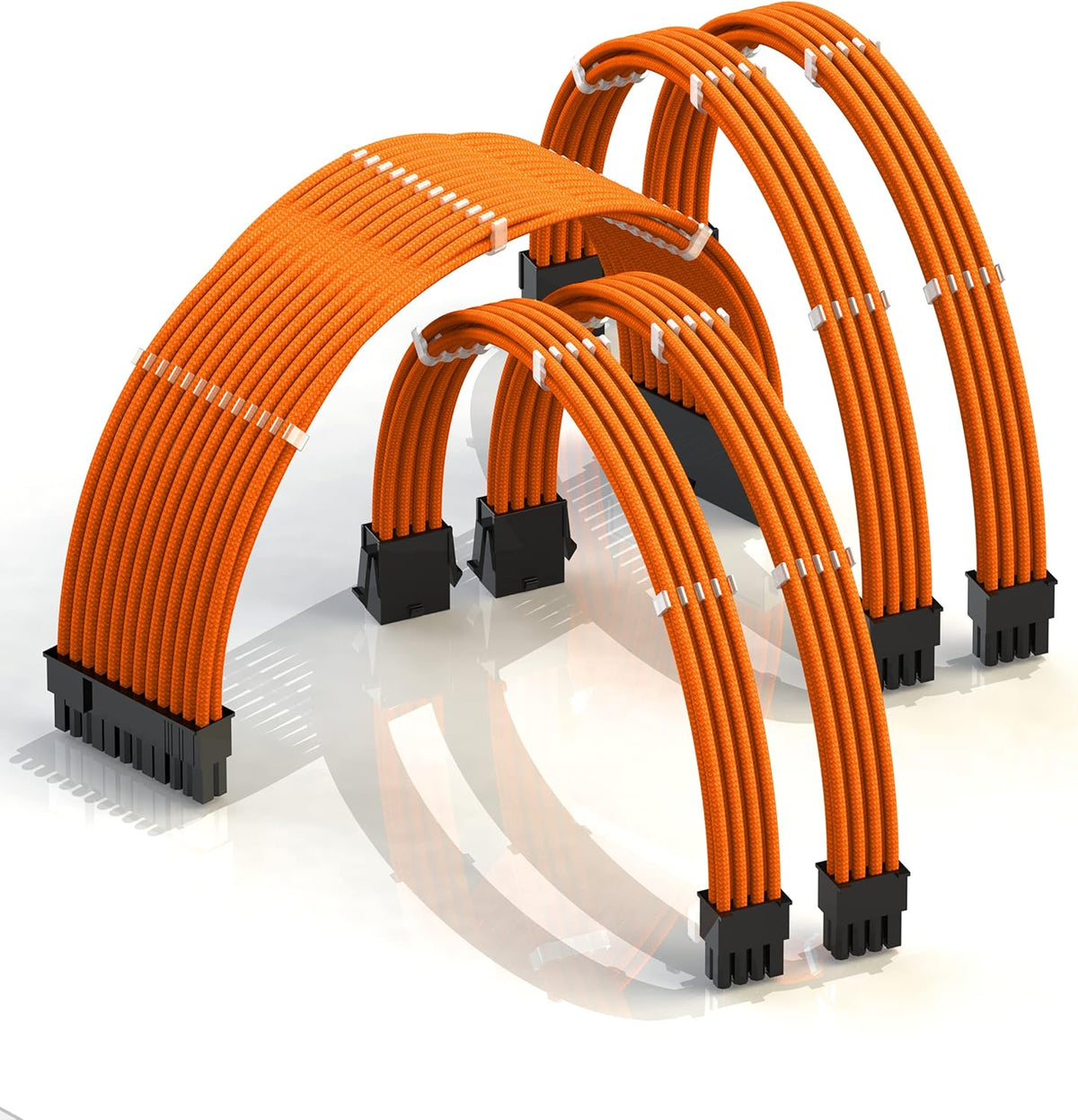 50cm Sleeved PSU Cable Extension Kit with Comb, Red Black, 24 P (20+4), 8 P CPU, 8 P GPU, 500mm, Pack of 2 V867774