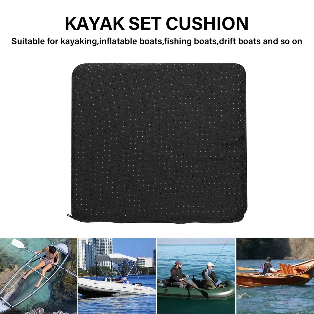 Gel Kayak Seat Cushion with Washable Non-Slip Cover, Waterproof Double Thicken Layer, Breathable Honeycomb Design, 14.9inch*12.9inch*1.1inch B2506