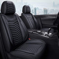 Black-White Leather Car Seat Covers 5 Seats Full Set Y565138