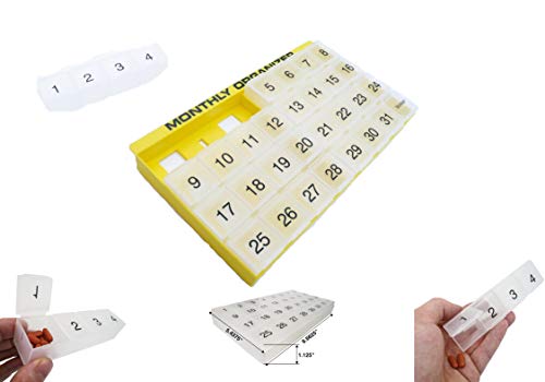 4 Week Monthly Pill Organizer with Tray and 8 Removable Compartments (Green) K22078