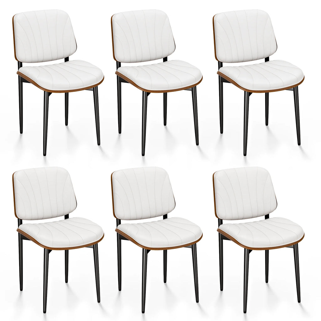 White Set of 6 Faux Leather Dining Chairs X710267
