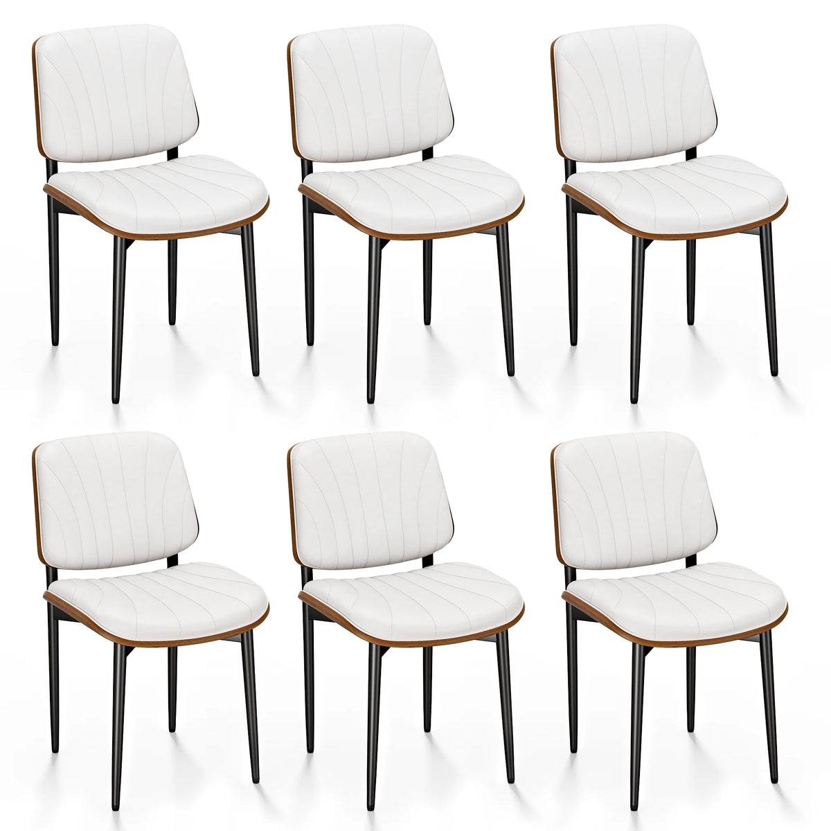 White Set of 6 Faux Leather Dining Chairs X710267