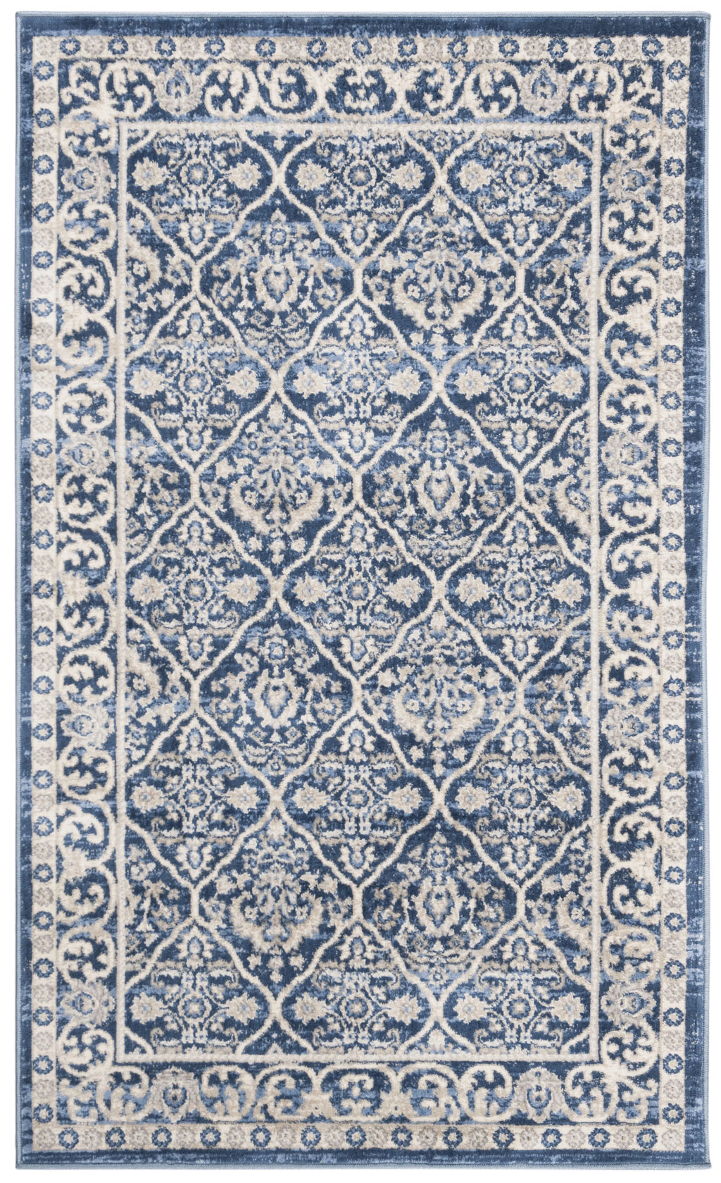 Navy Light Grey Geometric Area Rug M68899