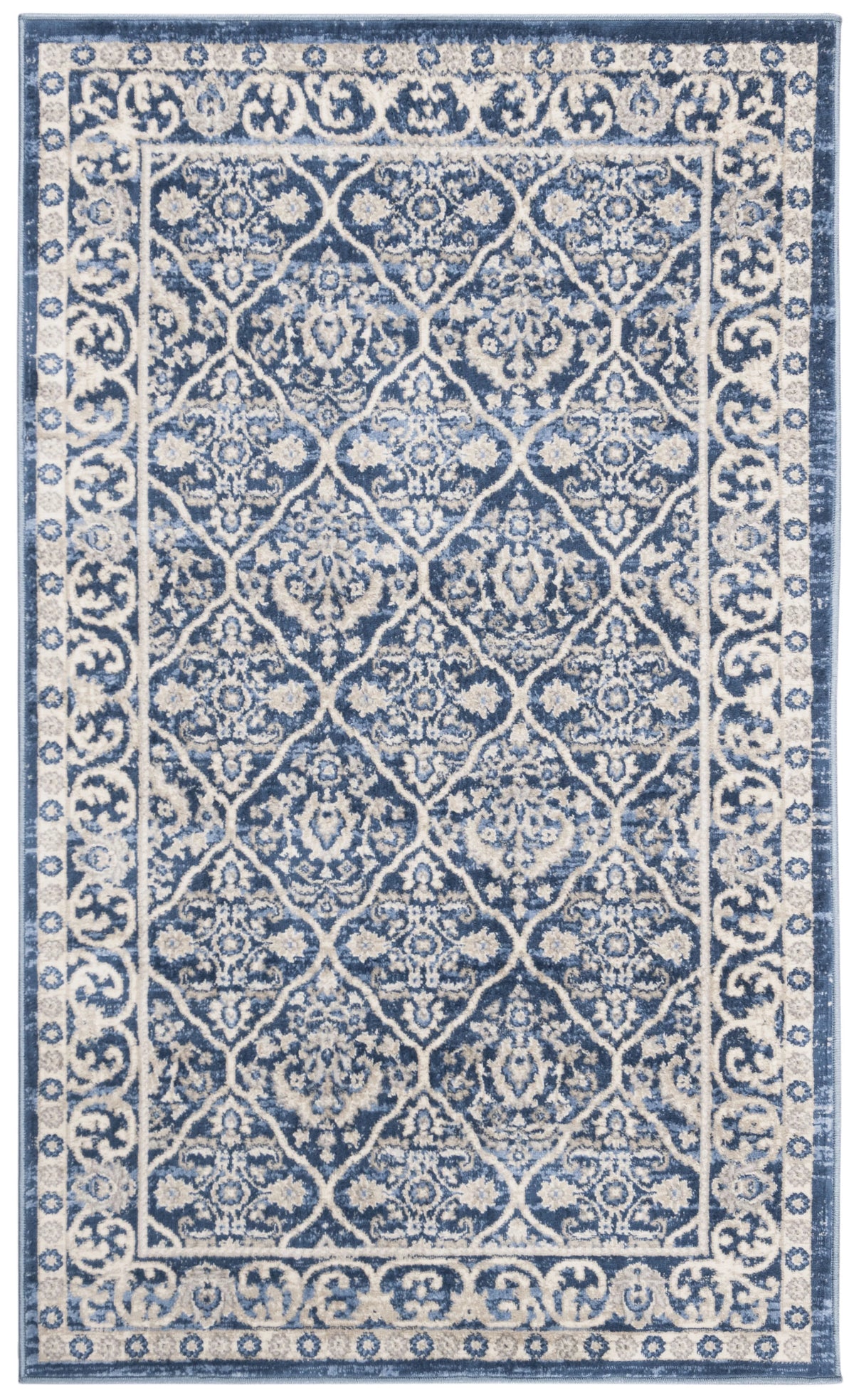 Navy Light Grey Geometric Area Rug M68899