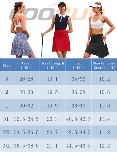 Tennis Skirt 20" Knee Length Golf Skort with Pockets High Waisted Athletic Sports Inner Shorts Skirts S93741
