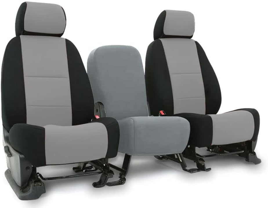 Gray & Black Neoprene Front Seat Covers for Pickup Truck Q634