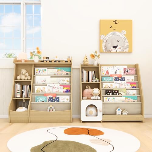 Natural Wooden 5 Sling Kids Bookshelf C30791