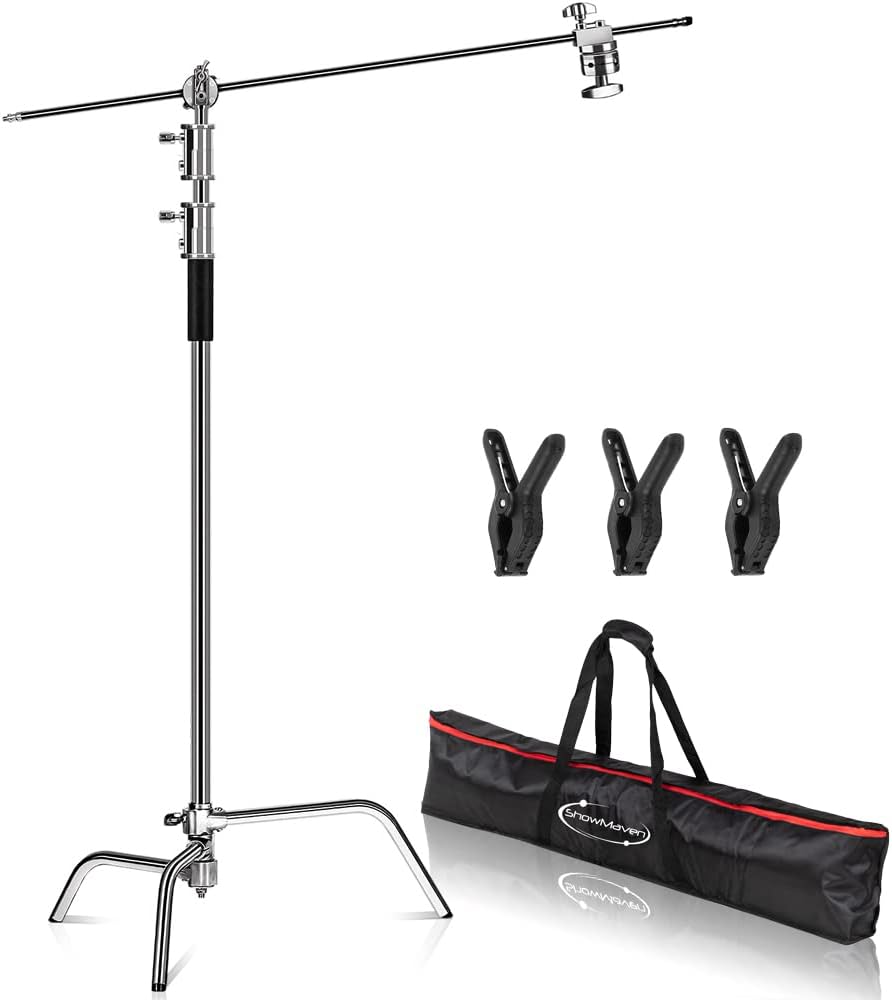 10ft Light Stand C-Stand on Turtle Base with 4ft Extension Boom Arm & 2 Pieces Grip Head L39949