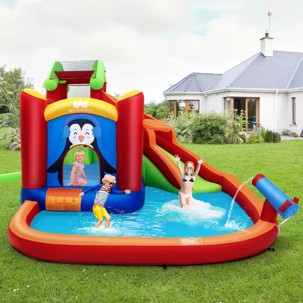 Inflatable Slide Bounce House with Splash Pool G82993