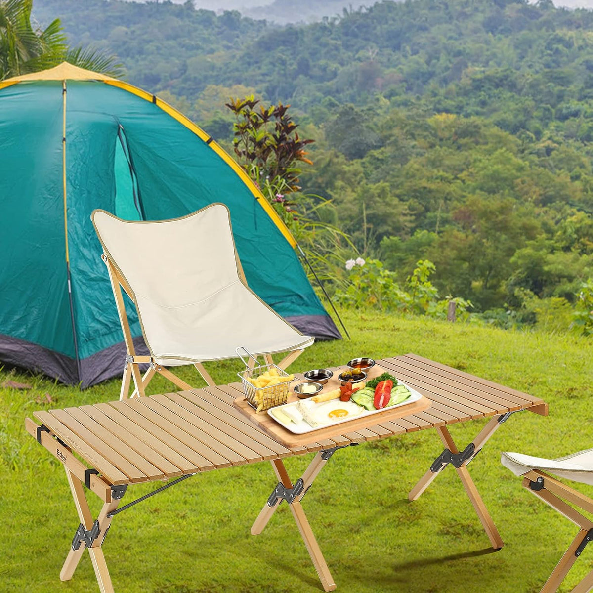 4ft Foldable Wooden Picnic Table with Carry Bag N3583