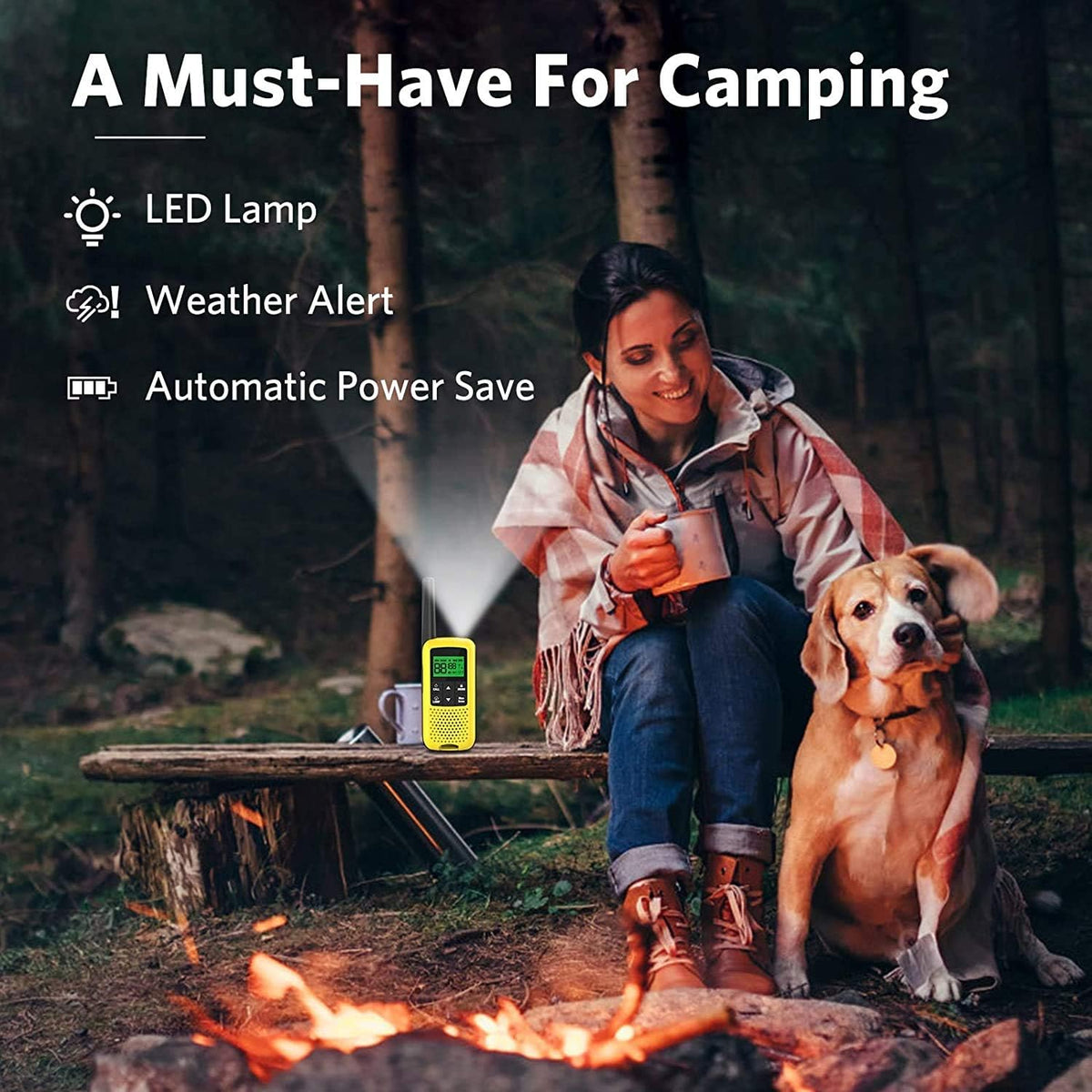 Rechargeable Walkie Talkies with 2662 Channels, 32 Miles Long Range, NOAA Weather Alerts, 4 Pack Q771072