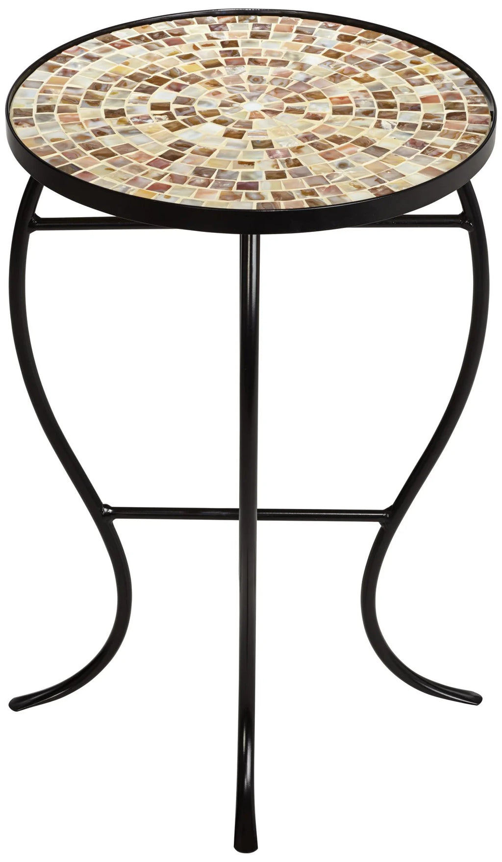 Black Round Outdoor Accent Side Table 14" Wide Mosaic Tabletop Z58215